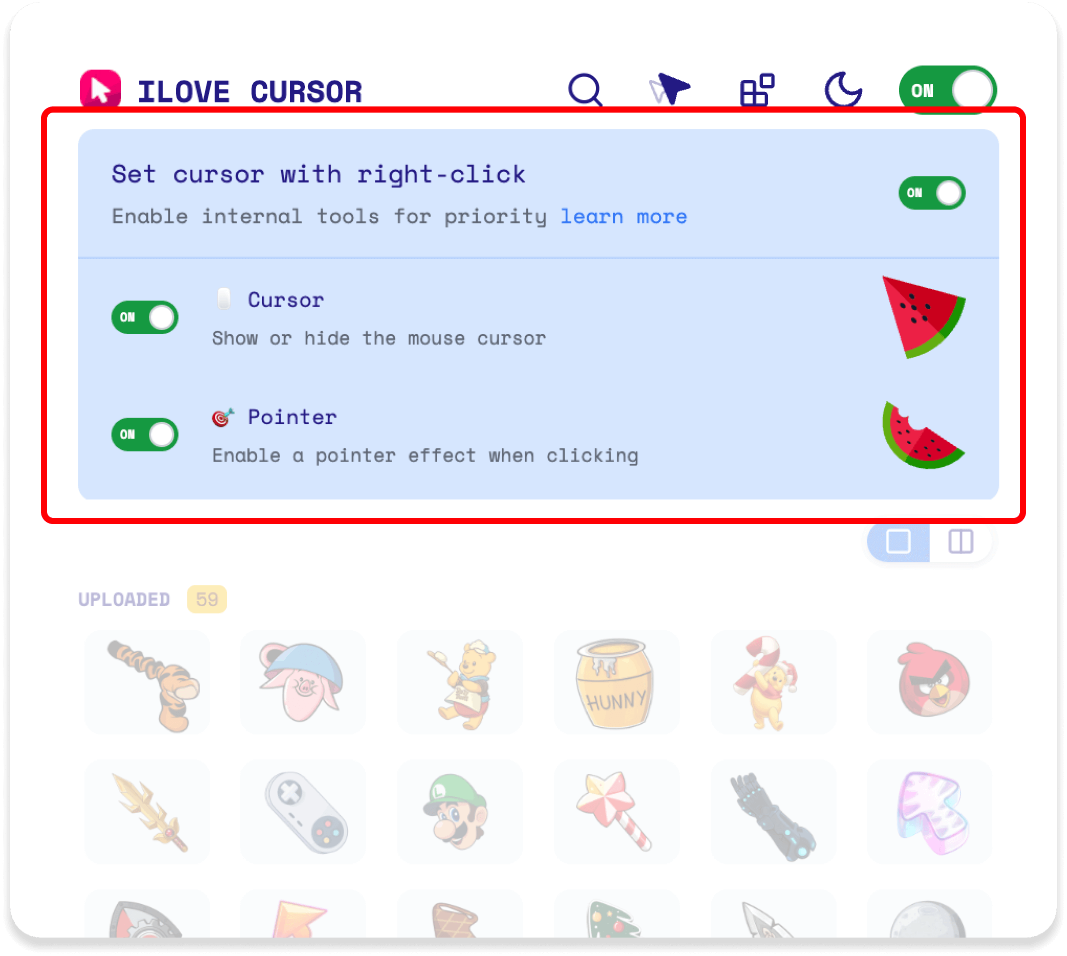 Result After Setting Cursor & Pointer